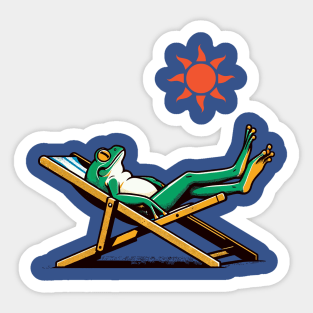 Frog lying on a beach chair Sticker